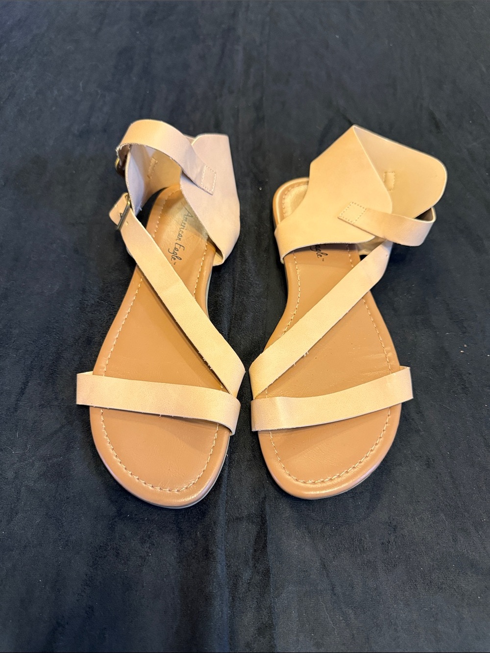 American Eagle Outfitters Nude/Tan Crisscross Ankle Strap Sandals